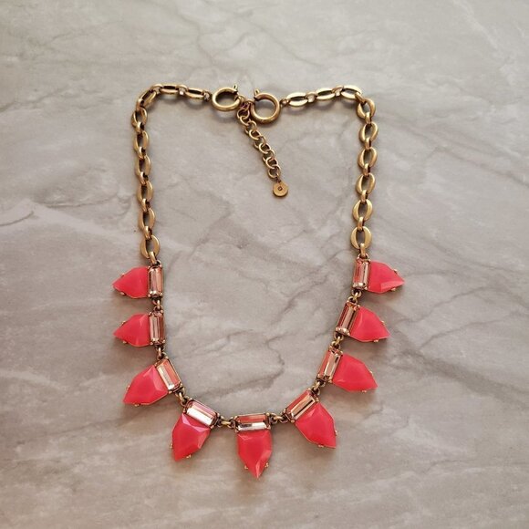 🎀 Stella and Dot Hot Neon Rhinestones Crystals Vintage Antiqued Gold Statement - Picture 1 of 13